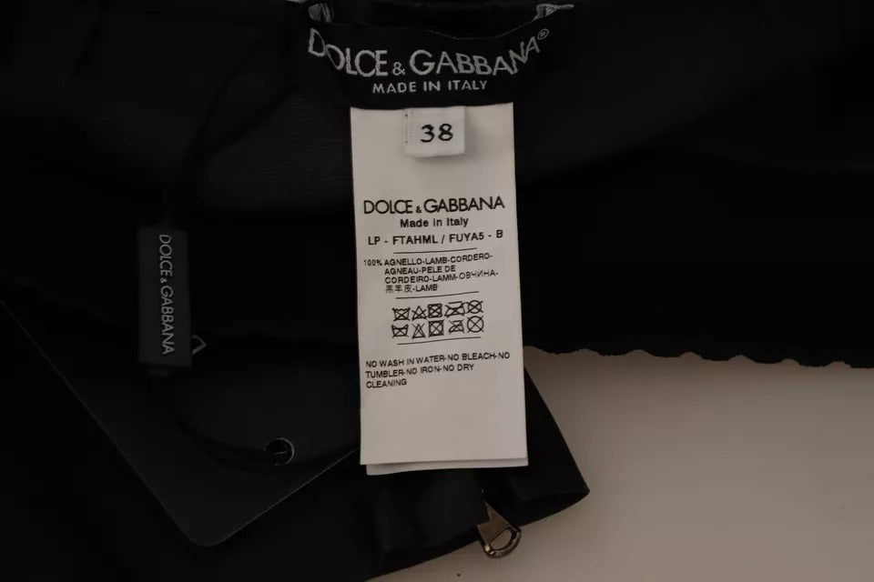 Pantalones de cuero negros ajustados Dolce &amp; Gabbana