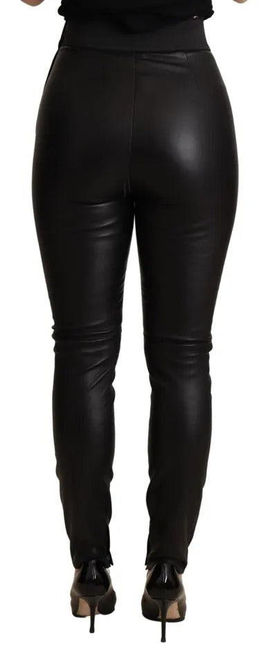 Pantalon en cuir noir avec leggings skinny Dolce &amp; Gabbana