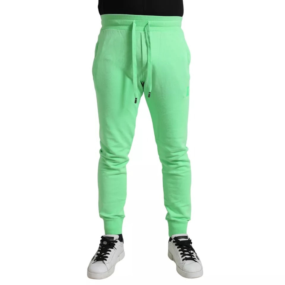 Pantalon de jogging en coton stretch vert fluo Dolce &amp; Gabbana