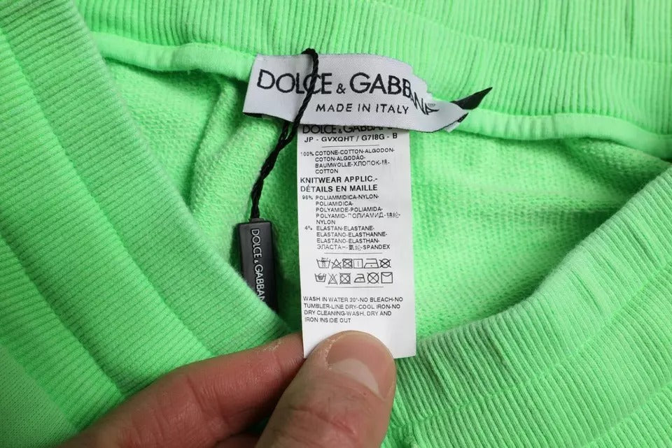 Pantalones deportivos elásticos de algodón verde neón de Dolce &amp; Gabbana