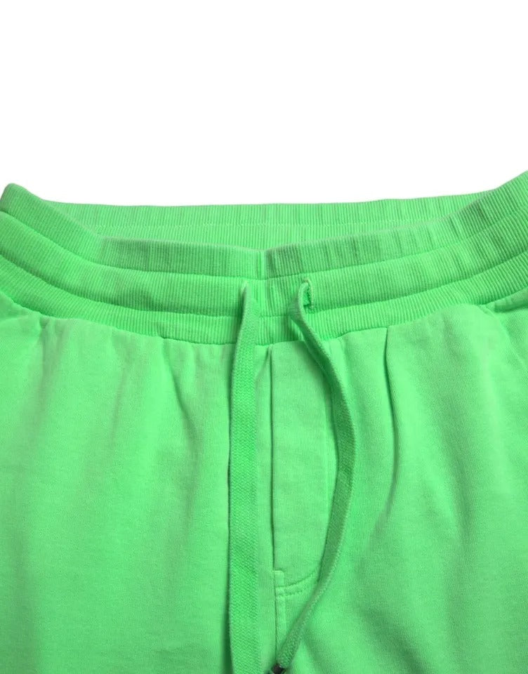 Pantalones deportivos elásticos de algodón verde neón de Dolce &amp; Gabbana