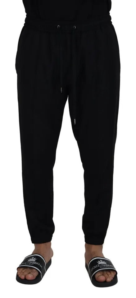 Dolce & Gabbana Black Jogger Jogging Wool Pants