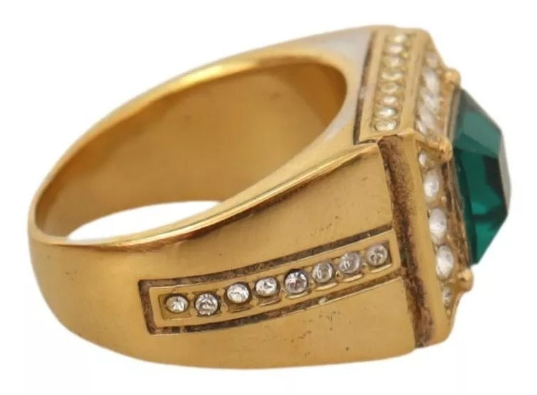 Anillo de plata 925 bañada en oro con cristales verdes de Dolce &amp; Gabbana