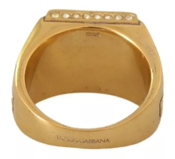 Anillo de plata 925 bañada en oro con cristales verdes de Dolce &amp; Gabbana