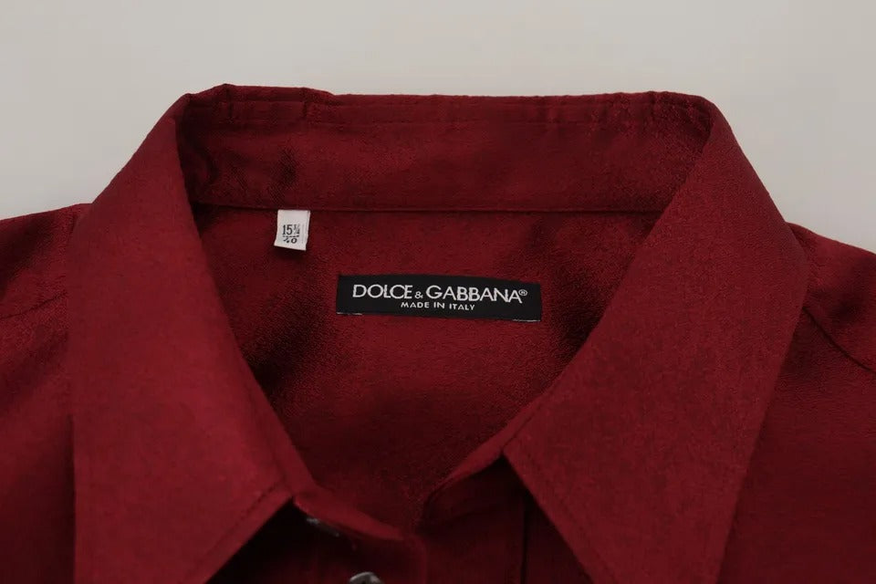 Chemise habillée à manches longues en coton bordeaux Dolce &amp; Gabbana pour homme