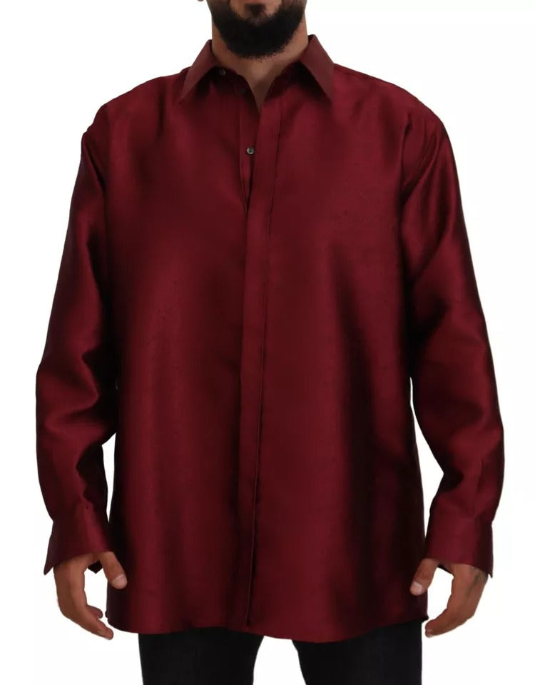 Chemise habillée à manches longues en coton bordeaux Dolce &amp; Gabbana pour homme