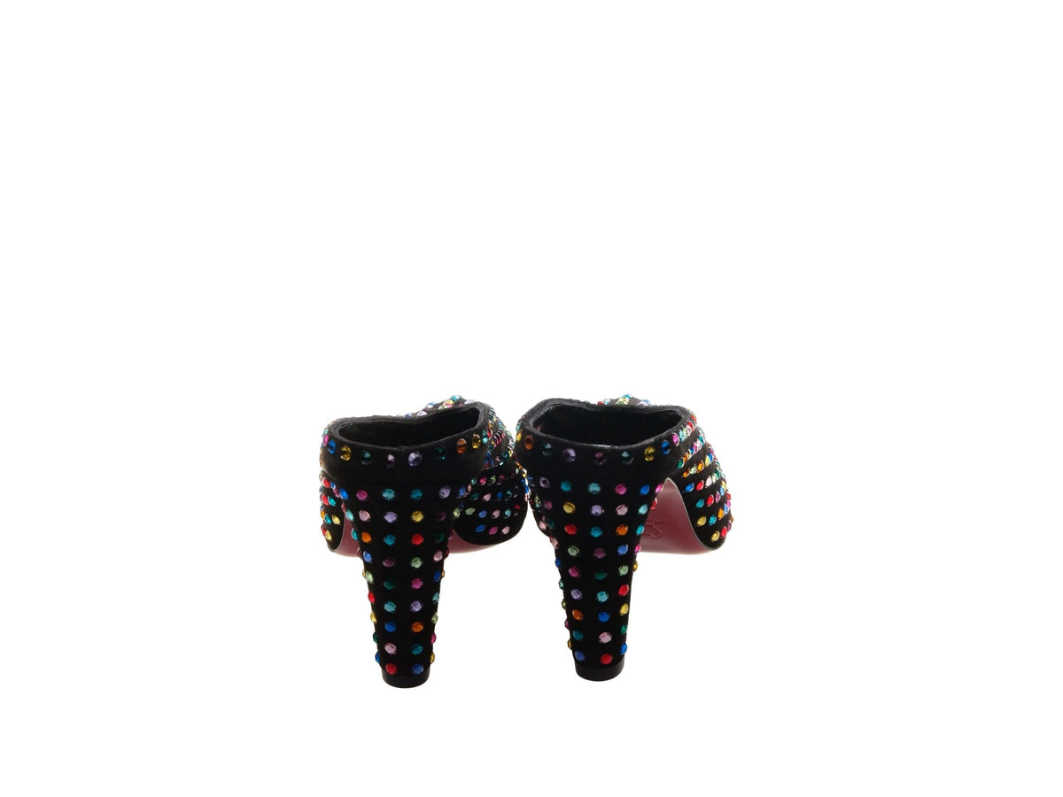 Mules de gamuza y joyas multicolor Veryvee Strass Boum 85 de Christian Louboutin