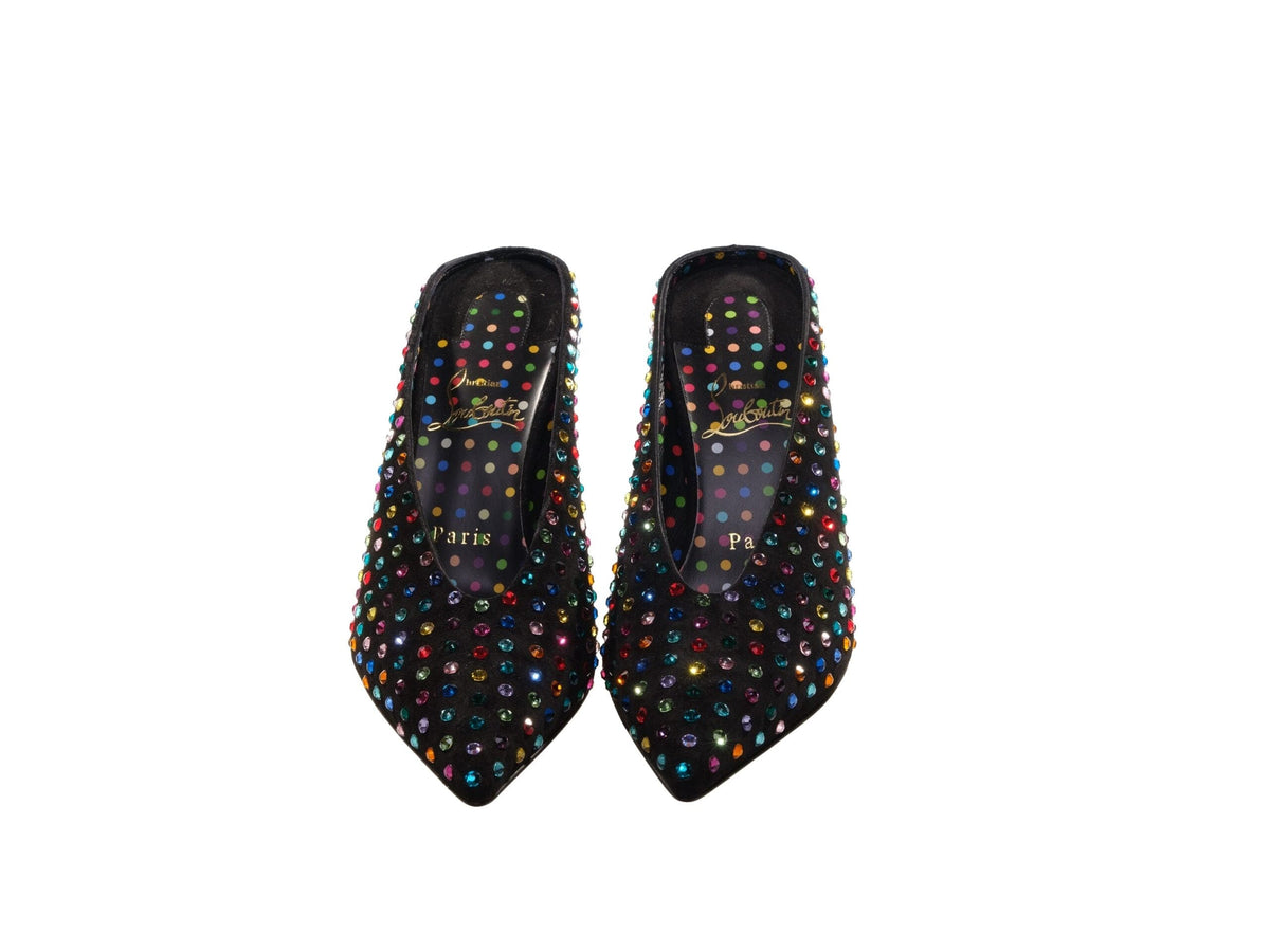 Mules de gamuza y joyas multicolor Veryvee Strass Boum 85 de Christian Louboutin