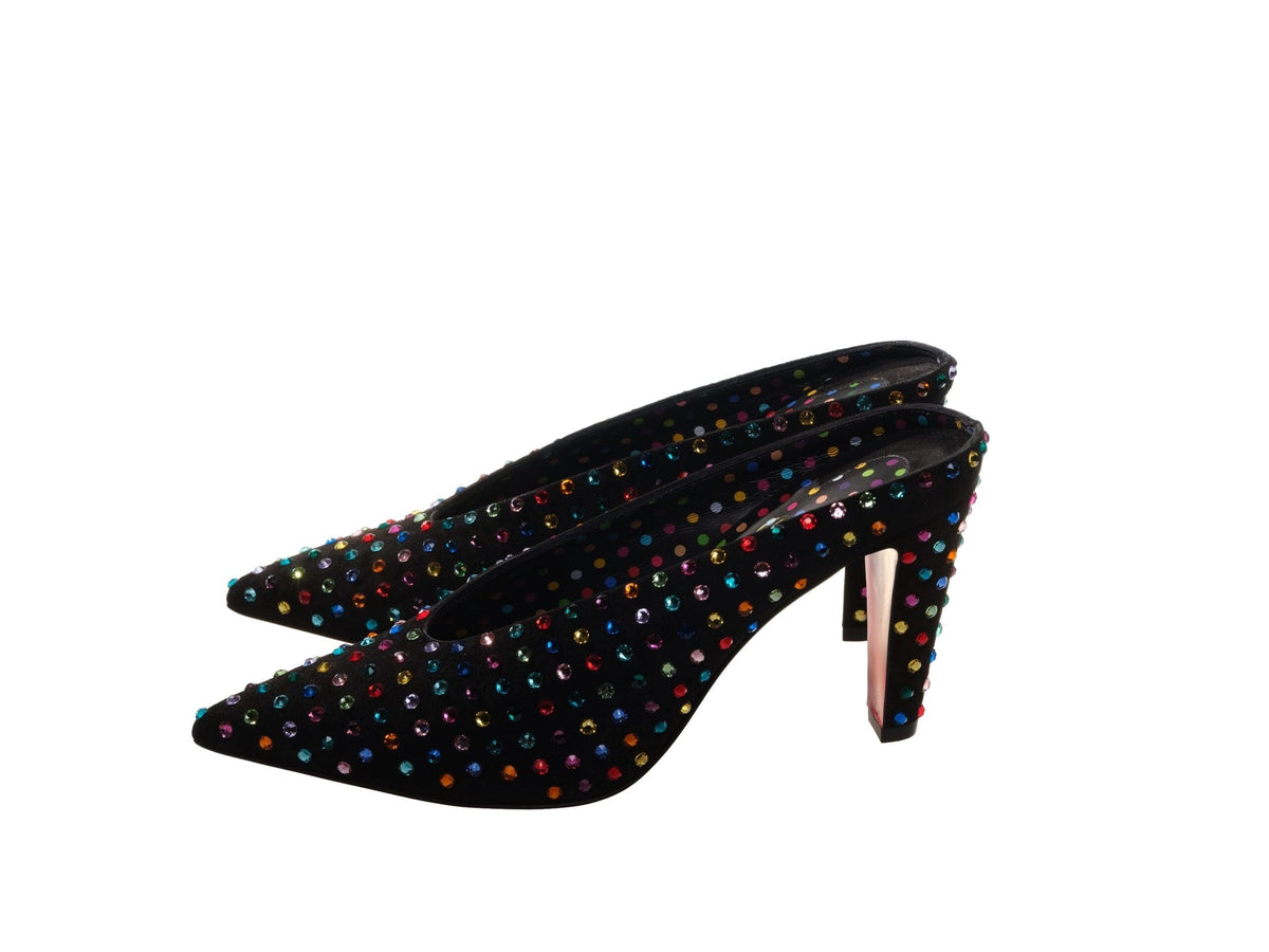 Mules Christian Louboutin Veryvee Strass Boum 85 en daim et bijoux multicolores