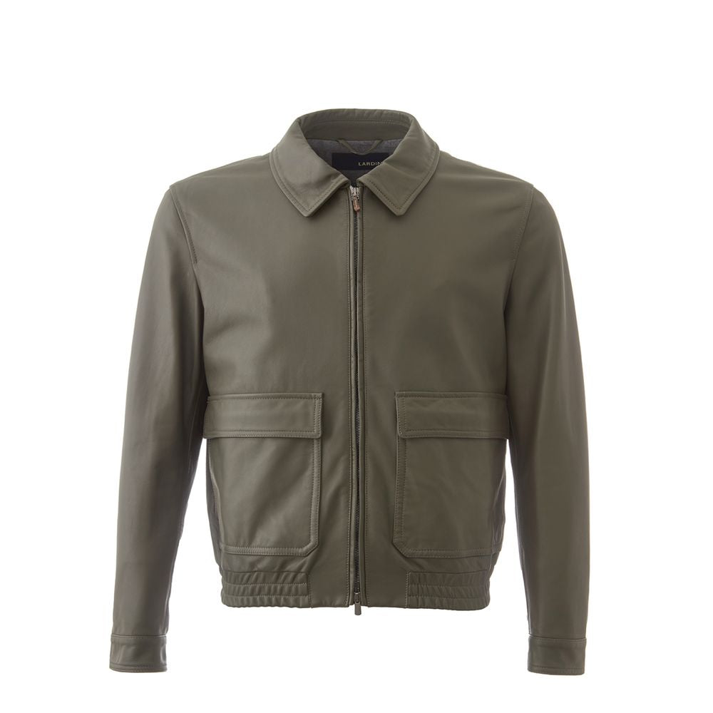 Chaqueta de cuero verde Lardini