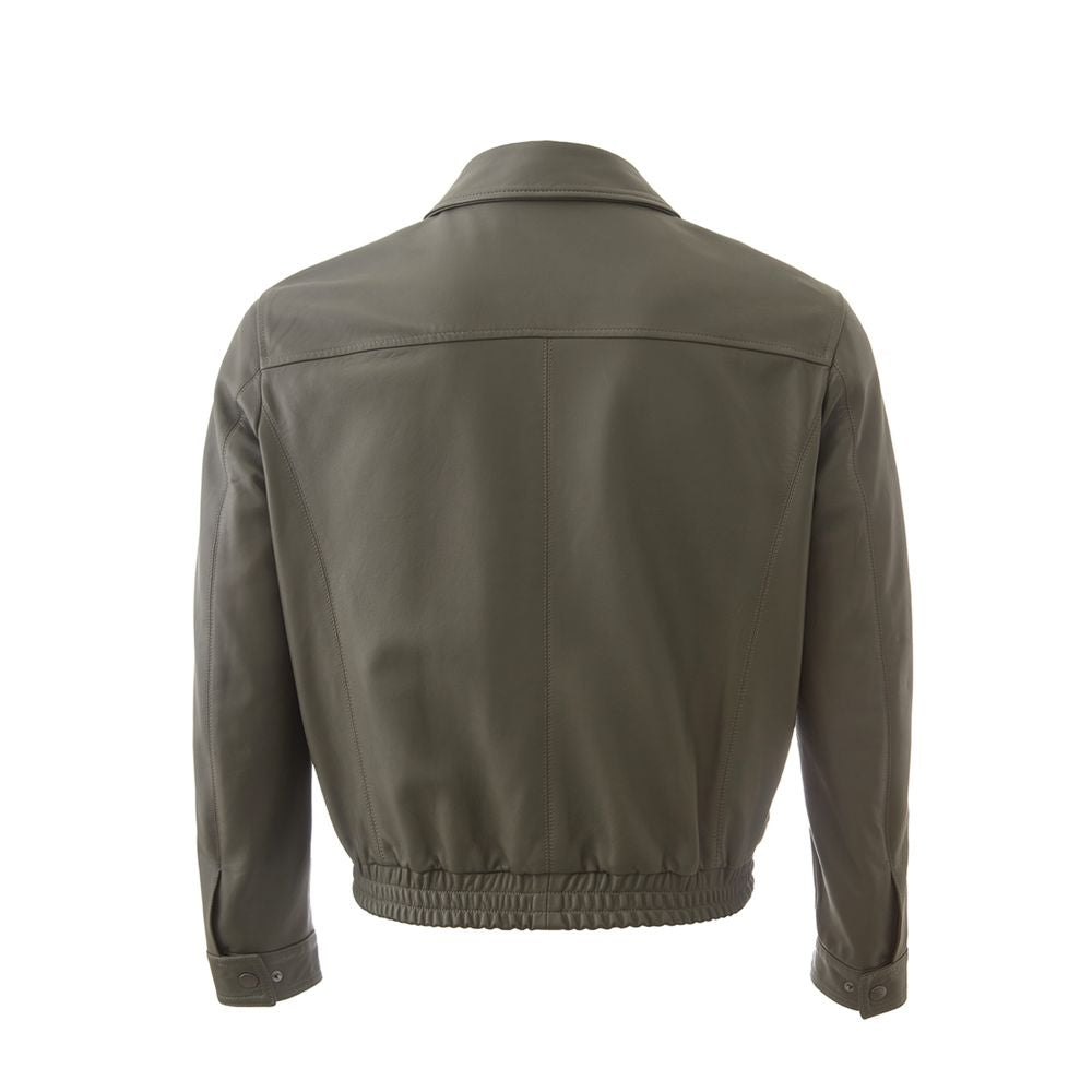 Veste en cuir vert Lardini