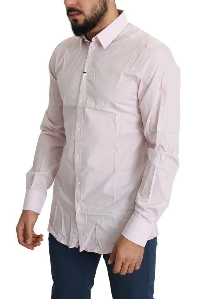 Camisa formal de vestir para hombre en algodón rosa claro Dolce &amp; Gabbana GOLD