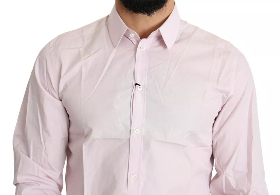 Camisa formal de vestir para hombre en algodón rosa claro Dolce &amp; Gabbana GOLD