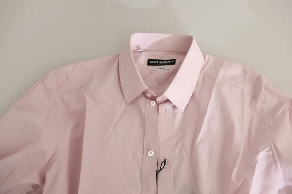 Camisa formal de vestir para hombre en algodón rosa claro Dolce &amp; Gabbana GOLD