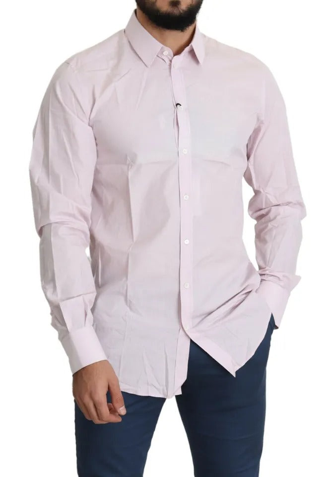 Camisa formal de vestir para hombre en algodón rosa claro Dolce &amp; Gabbana GOLD