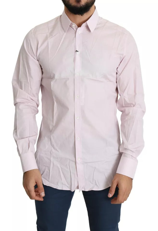 Camisa formal de vestir para hombre en algodón rosa claro Dolce &amp; Gabbana GOLD