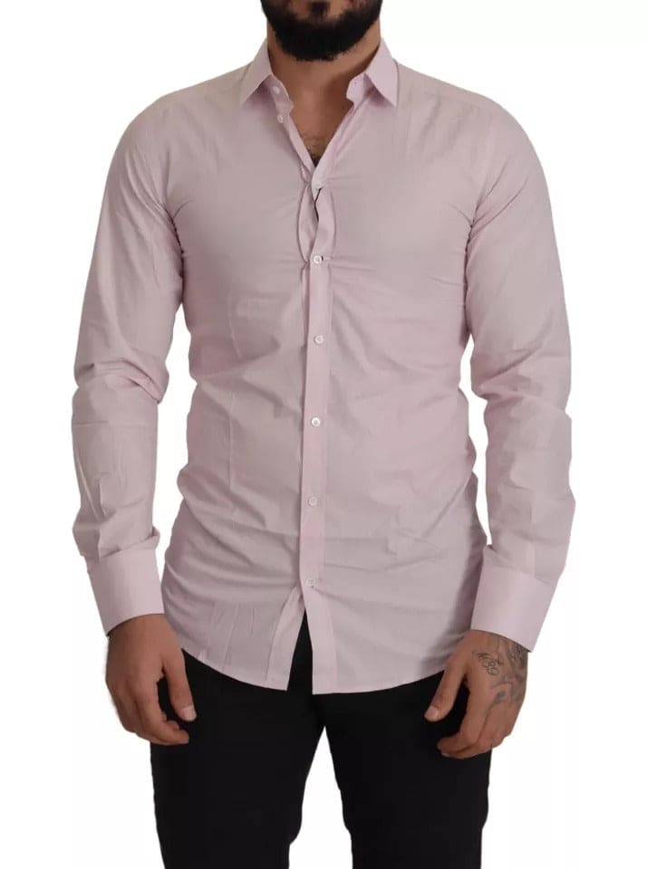 Chemise habillée en coton rose clair Dolce &amp; Gabbana pour homme