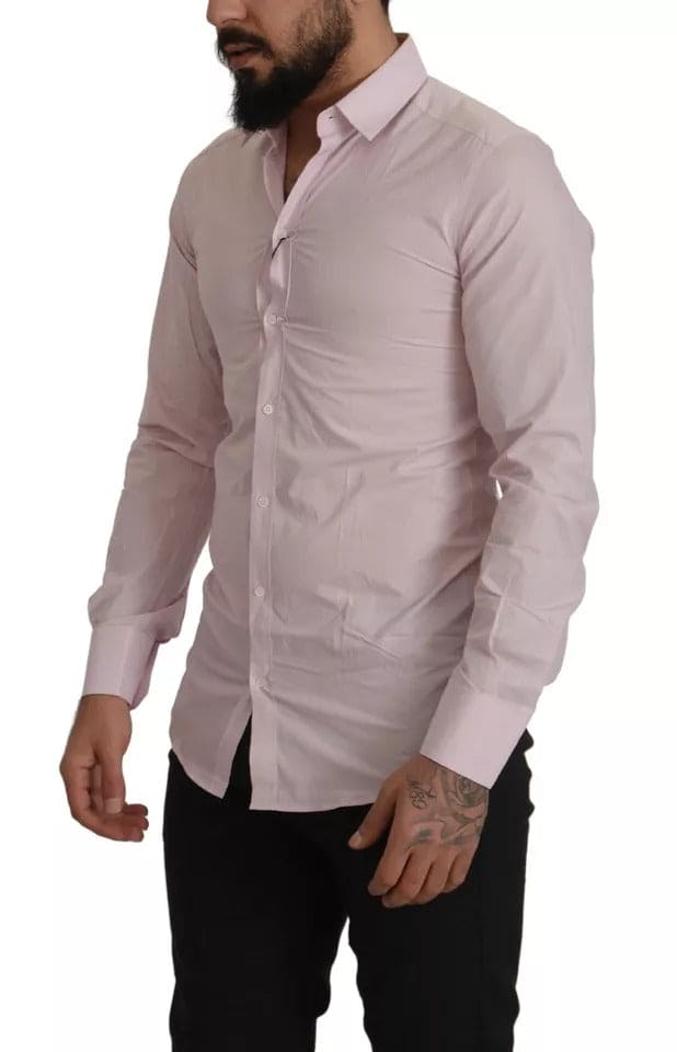 Vestido formal de algodón rosa claro Dolce &amp; Gabbana para hombre Camisa dorada