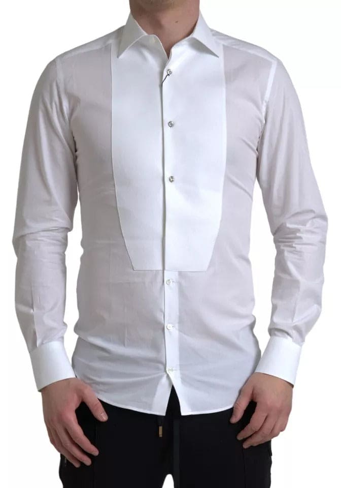 Chemise habillée en popeline de coton blanche Dolce &amp; Gabbana pour homme