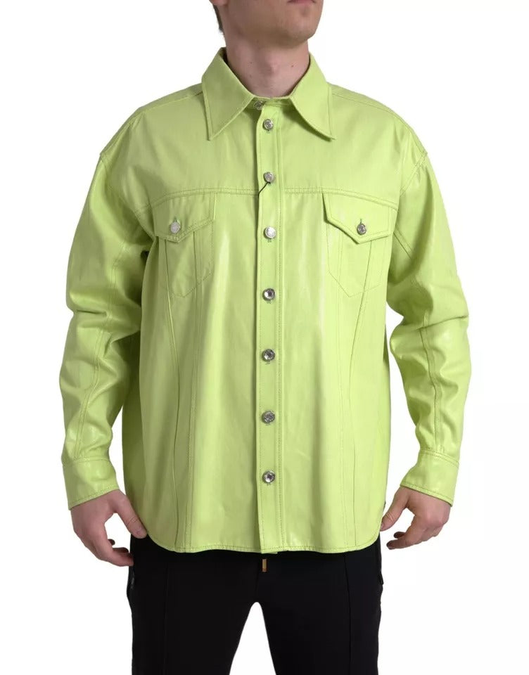 Chemise boutonnée décontractée à col en coton vert Dolce &amp; Gabbana