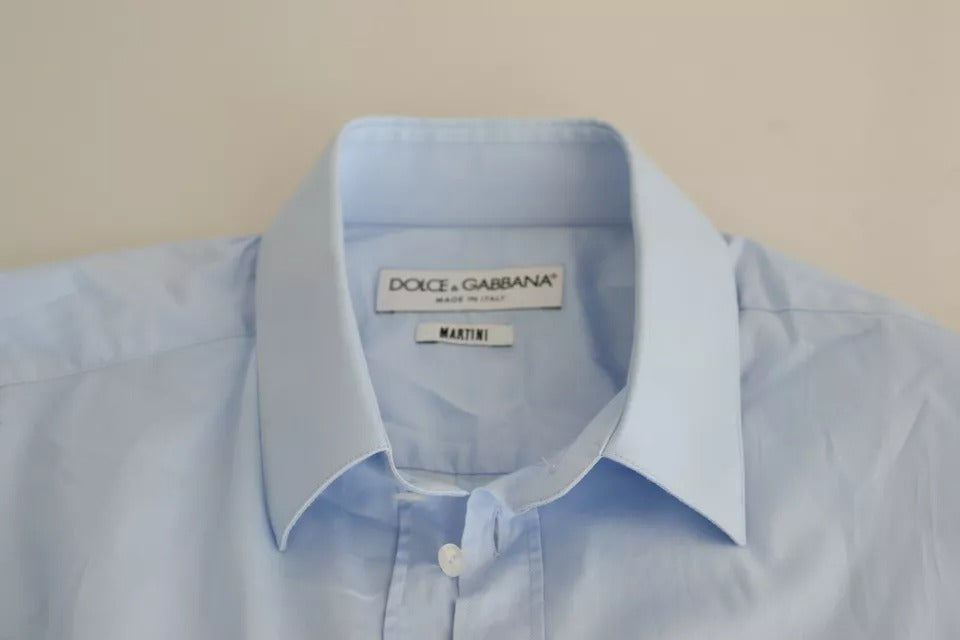 Camisa formal MARTINI de algodón elástico azul claro de Dolce &amp; Gabbana