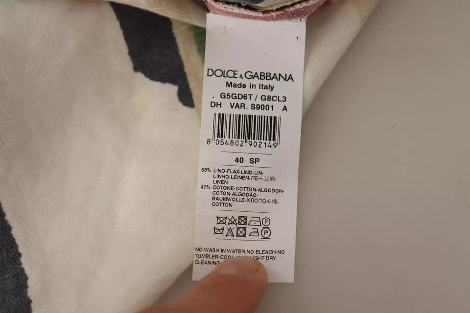 Chemise en lin et coton à rayures multicolores Dolce &amp; Gabbana