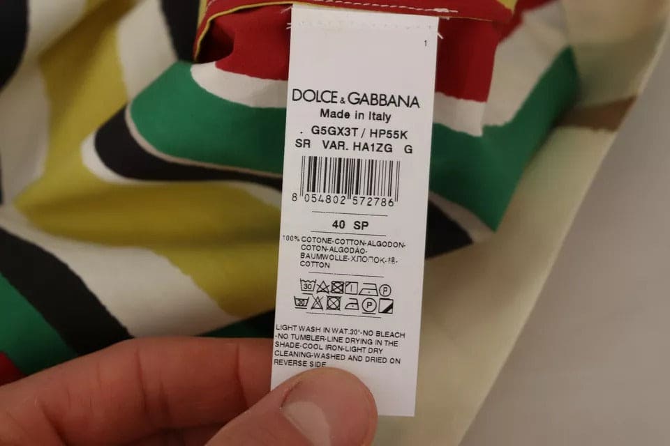 Chemise en coton à manches courtes à rayures multicolores Dolce &amp; Gabbana