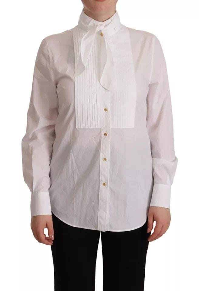 Camisa formal de manga larga con cuello de algodón blanco de Dolce &amp; Gabbana