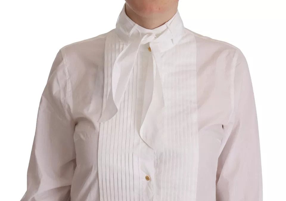 Chemise habillée à manches longues et col en coton blanc Dolce &amp; Gabbana