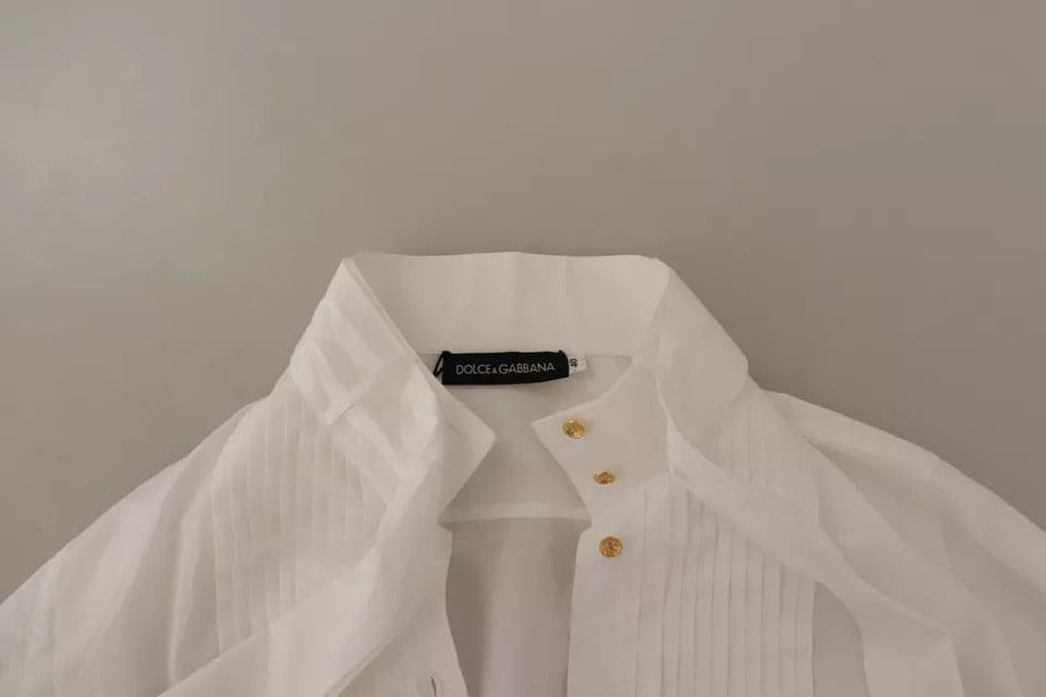 Chemise habillée à manches longues et col en coton blanc Dolce &amp; Gabbana