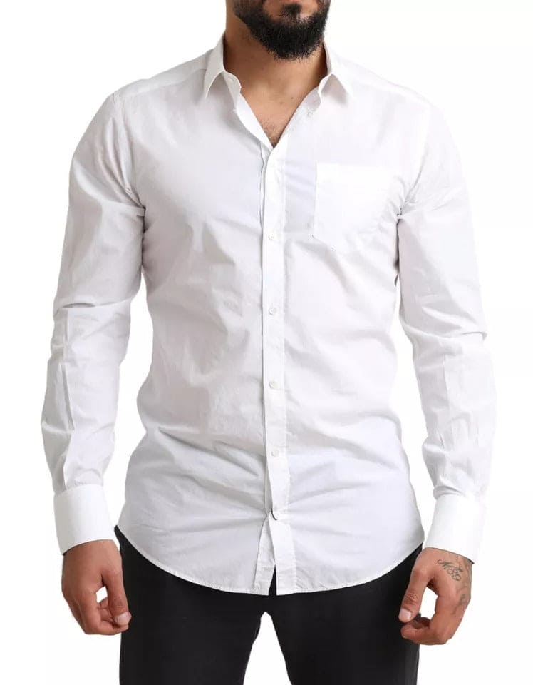 Chemise habillée en coton blanc Dolce &amp; Gabbana avec motif de smoking