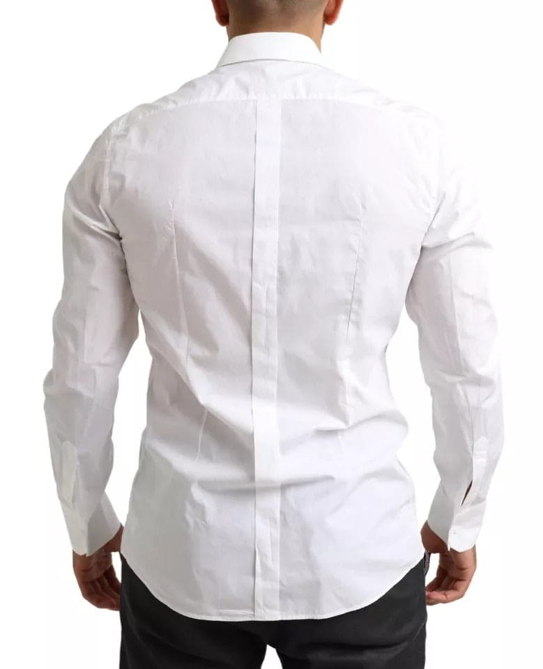 Chemise habillée en coton blanc Dolce &amp; Gabbana avec motif de smoking