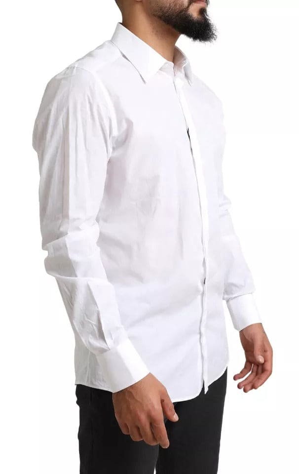 Chemise habillée en coton blanc Dolce &amp; Gabbana avec motif de smoking