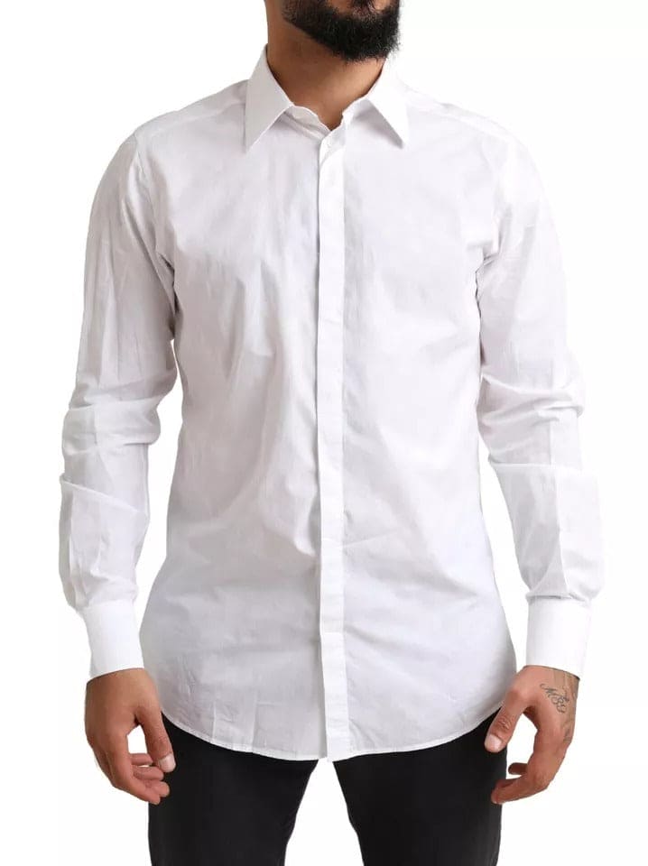 Chemise habillée en coton blanc Dolce &amp; Gabbana avec motif de smoking