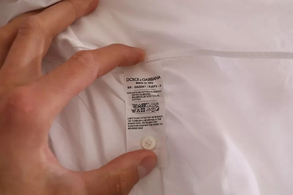 Chemise habillée en coton blanc Dolce &amp; Gabbana avec motif de smoking