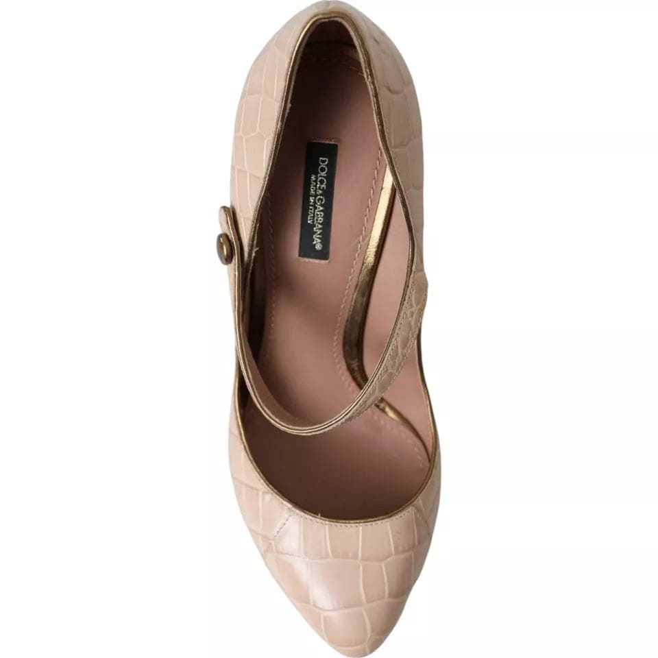 Zapatos Mary Jane de piel beige con adornos de Dolce &amp; Gabbana