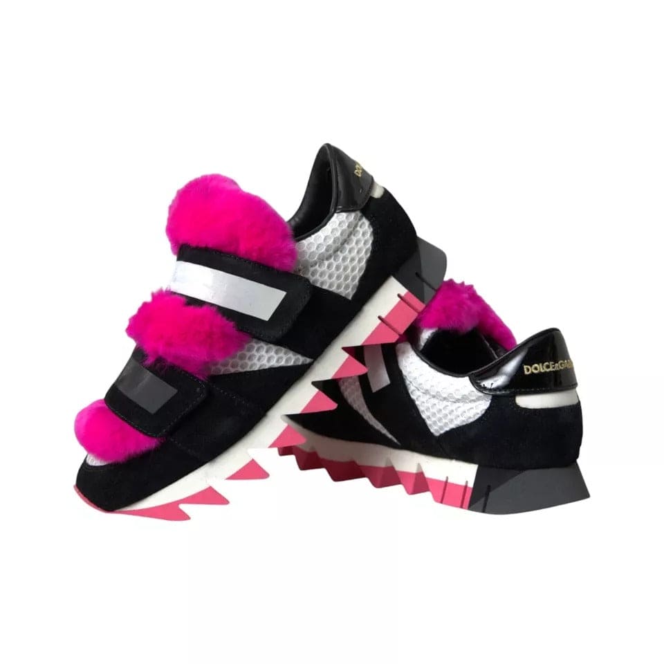 Zapatillas deportivas elásticas de neopreno con diseño de tiburón en color rosa y negro de Dolce &amp; Gabbana