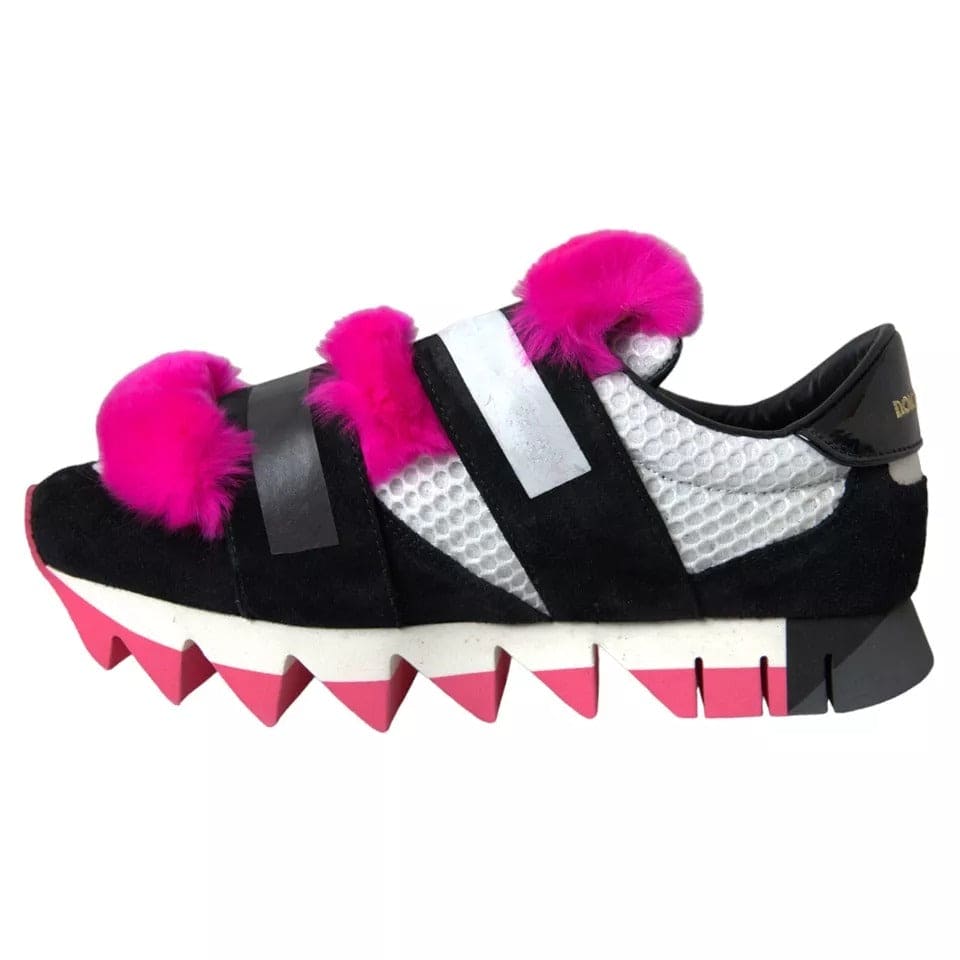 Zapatillas deportivas elásticas de neopreno con diseño de tiburón en color rosa y negro de Dolce &amp; Gabbana