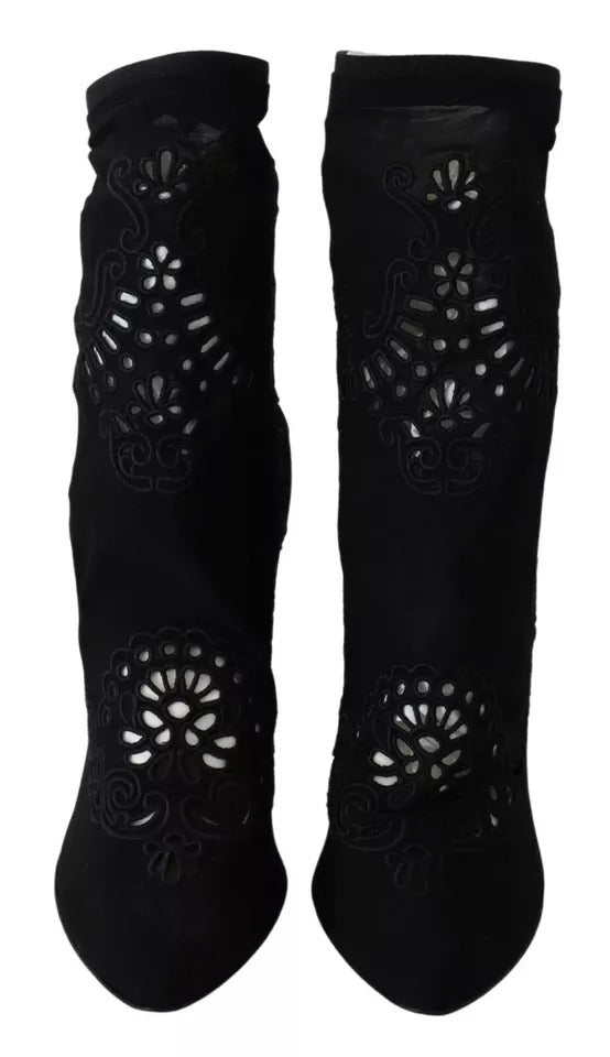 Escarpins extensibles noirs Dolce &amp; Gabbana Chaussures à lacets fleuris