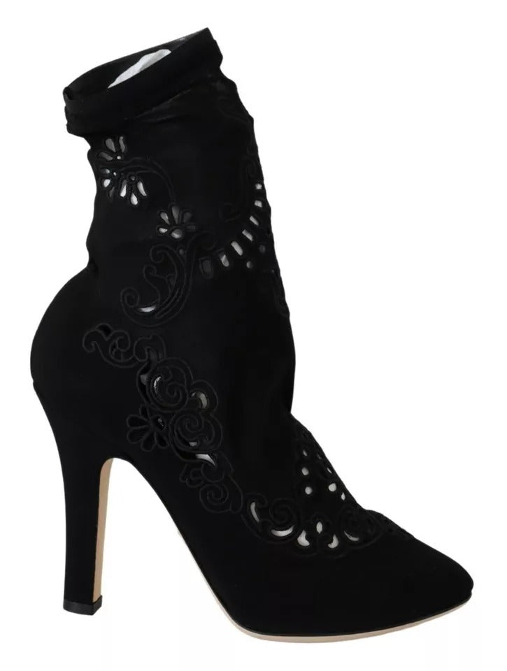 Escarpins extensibles noirs Dolce &amp; Gabbana Chaussures à lacets fleuris