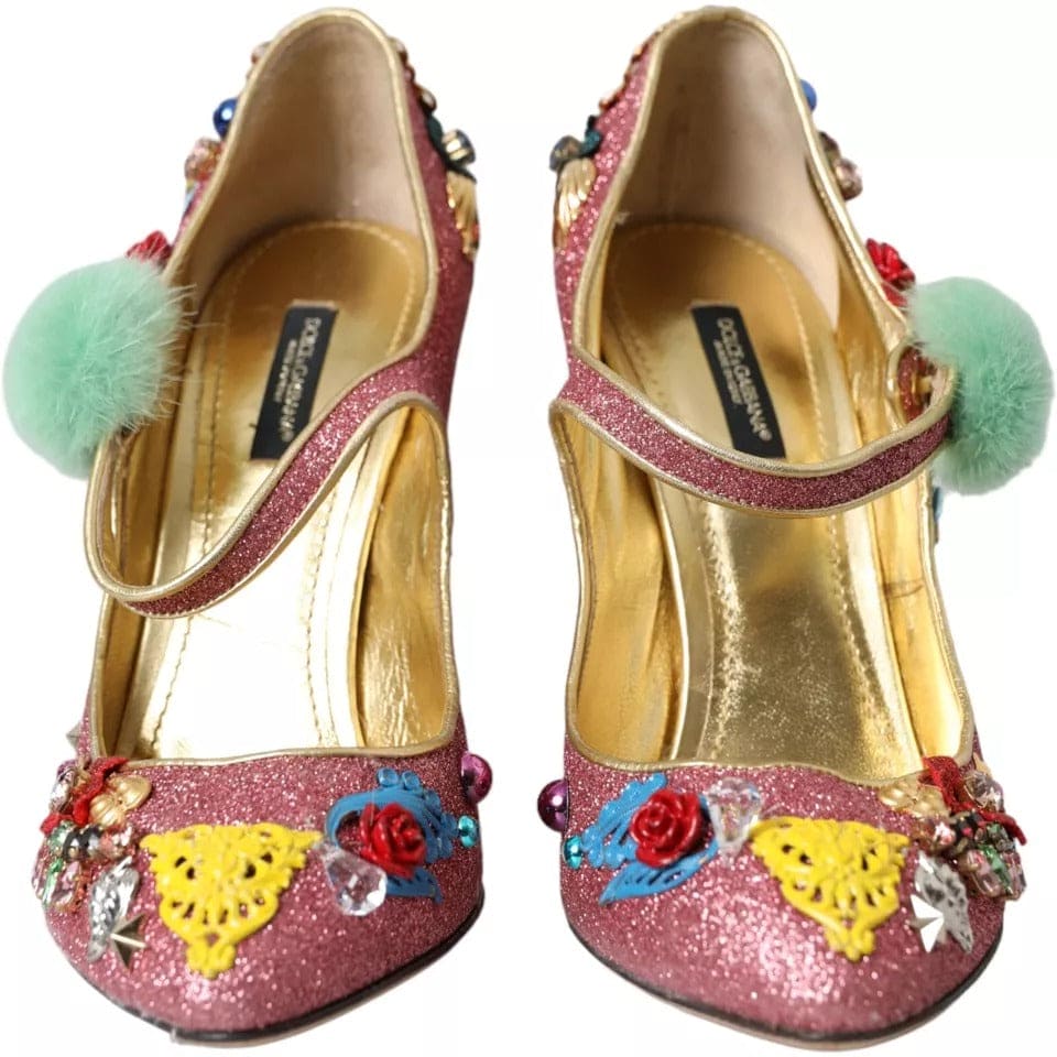 Escarpins Mary Jane en fourrure rose Dolce &amp; Gabbana