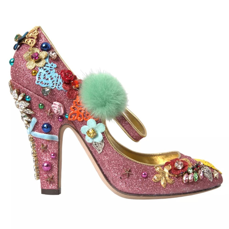 Escarpins Mary Jane en fourrure rose Dolce &amp; Gabbana