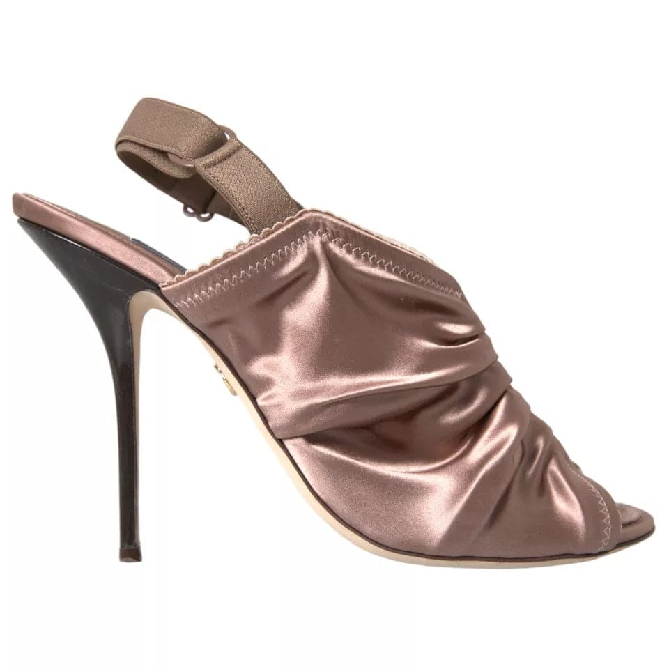 Sandales à talons slingback en satin rose Dolce &amp; Gabbana