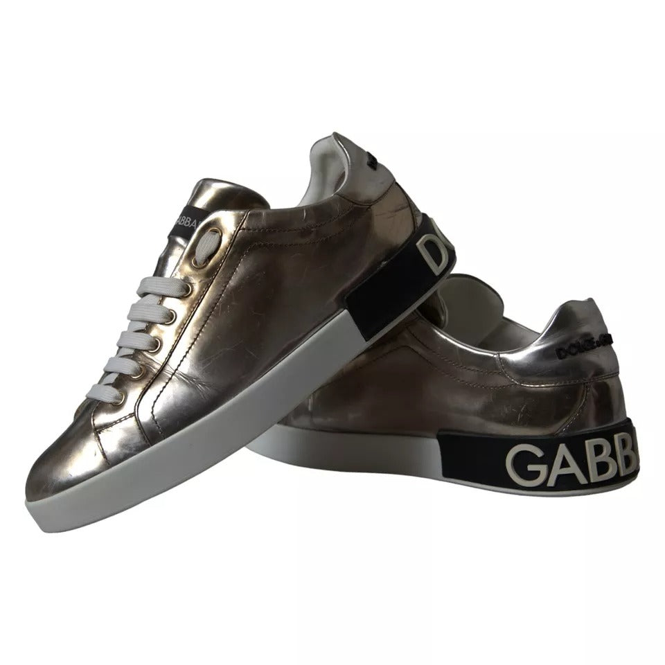 Baskets en cuir bronze Dolce &amp; Gabbana avec logo Chaussures Portofino