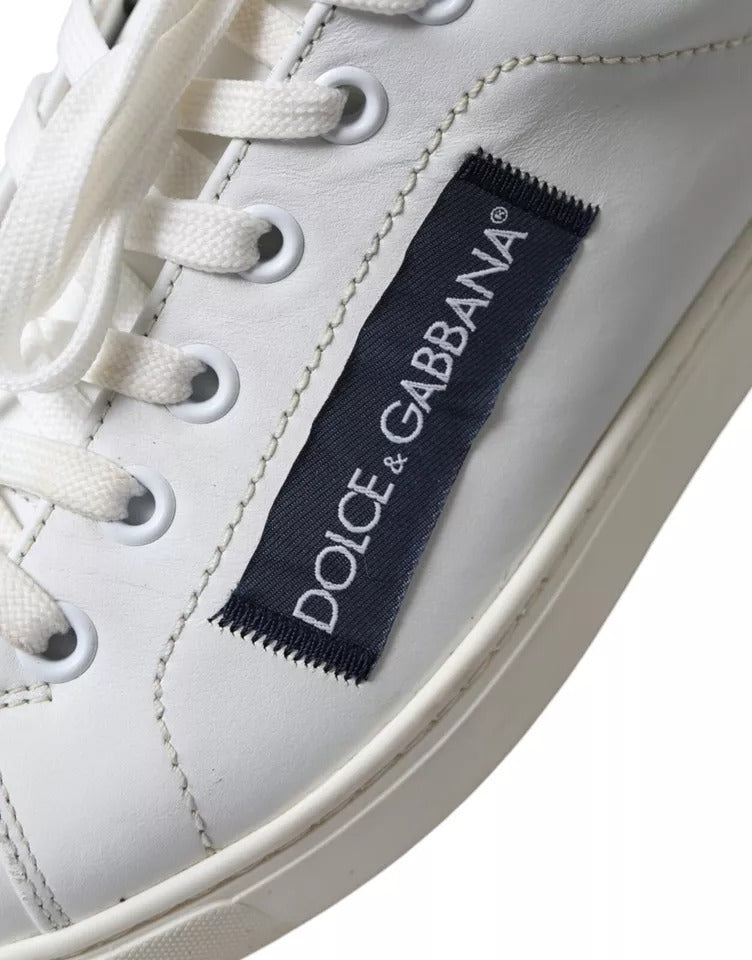 Baskets basses en cuir blanc et noir Dolce &amp; Gabbana Chaussures Portofino