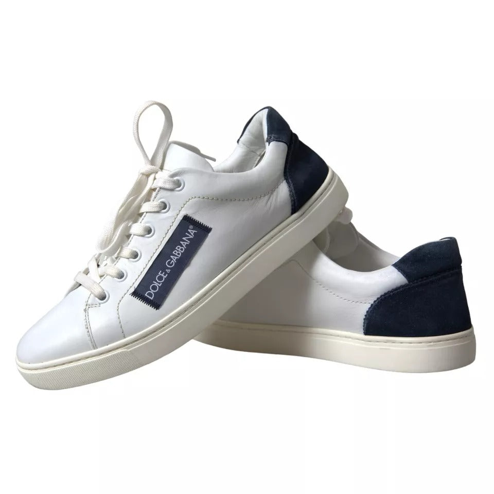 Baskets basses en cuir blanc et noir Dolce &amp; Gabbana Chaussures Portofino