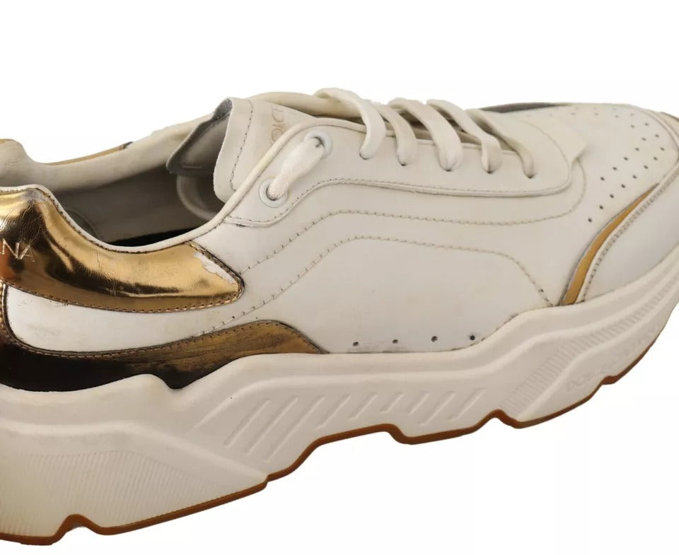 Baskets de sport DAYMASTER en cuir blanc doré Dolce &amp; Gabbana