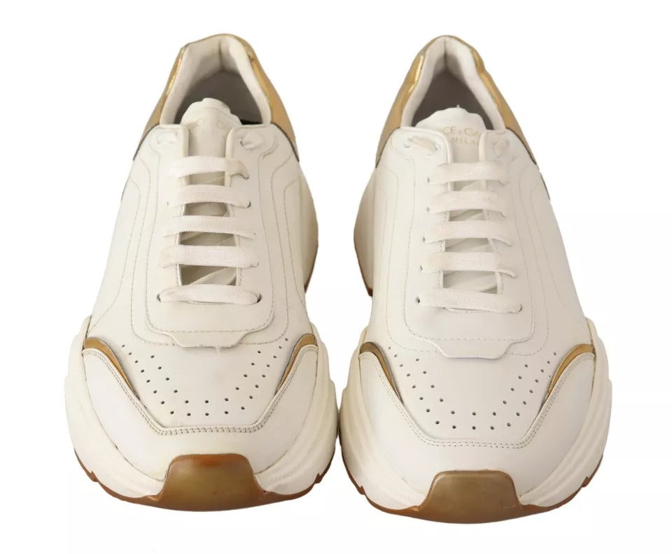 Baskets de sport DAYMASTER en cuir blanc doré Dolce &amp; Gabbana