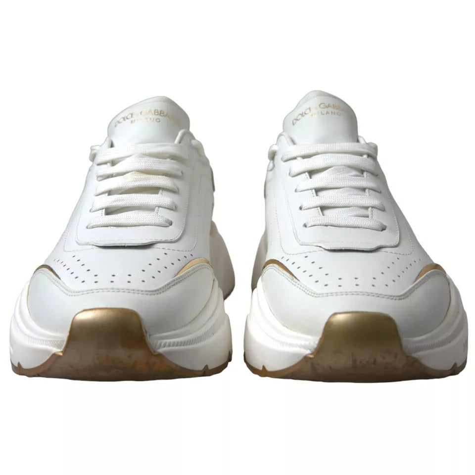 Baskets de sport DAYMASTER en cuir blanc doré Dolce &amp; Gabbana