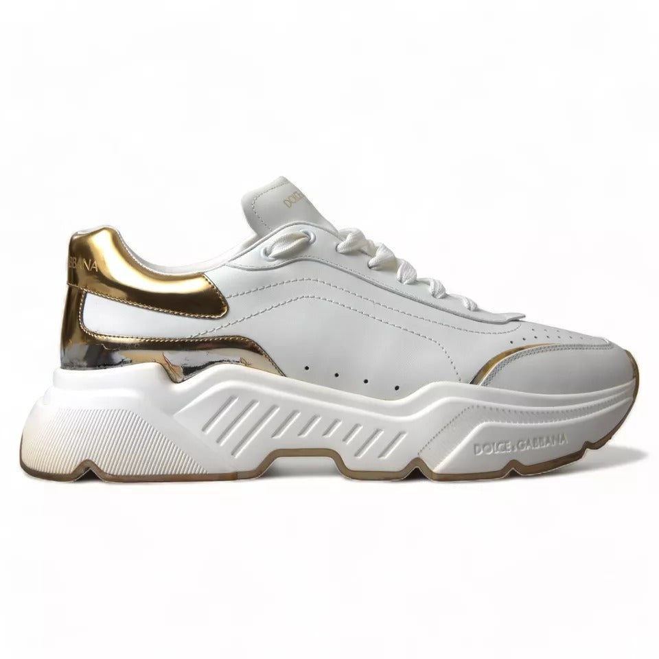 Baskets de sport DAYMASTER en cuir blanc doré Dolce &amp; Gabbana